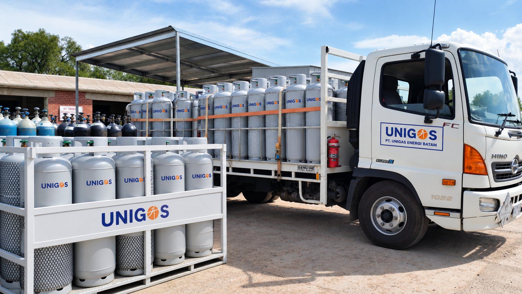 Unigas delivery truck loaded with gas cylinders
